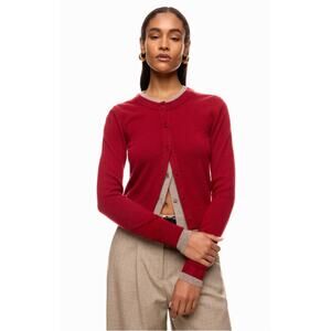 NAADAM Red Cashmino Layered Knit Cardigan